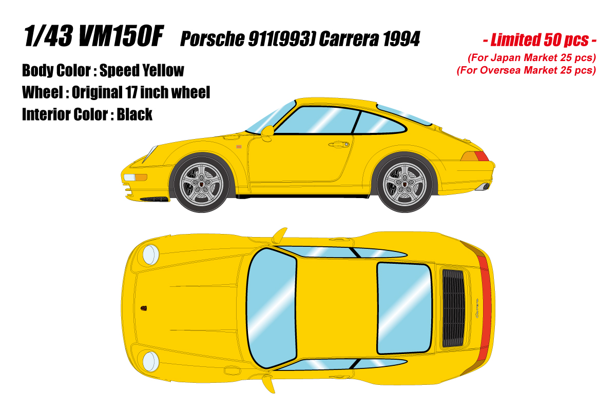 VM150F Make Up Porsche 911 (993) Carrera 1994 Speed Yellow 1:43 - предзаказ 10% от полный цены