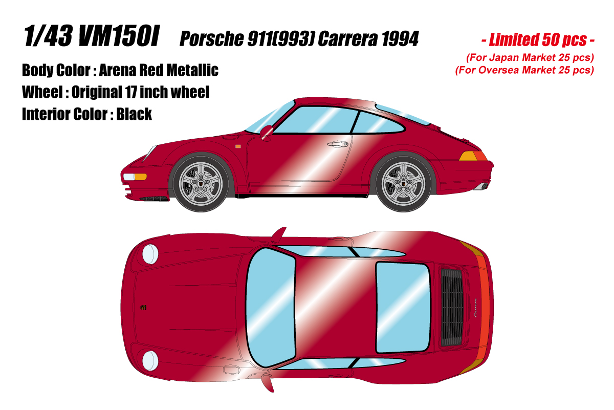 VM150I Make Up Porsche 911 (993) Carrera 1994 Arena Red Metallic 1:43 - предзаказ 10% от полный цены
