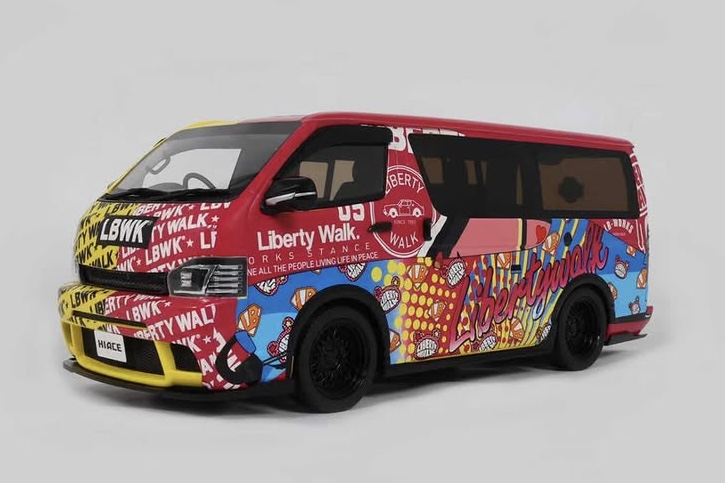 OT1320 Otto Mobile Toyota Hiace LBWK  Red/Yellow 1:18