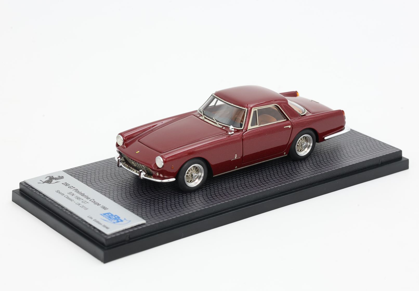 CAR97B BBR Models Ferrari 250 GT Pininfarina Coupe S/N 1987 GT Bordeaux Sports Classic UK 2018 1:43