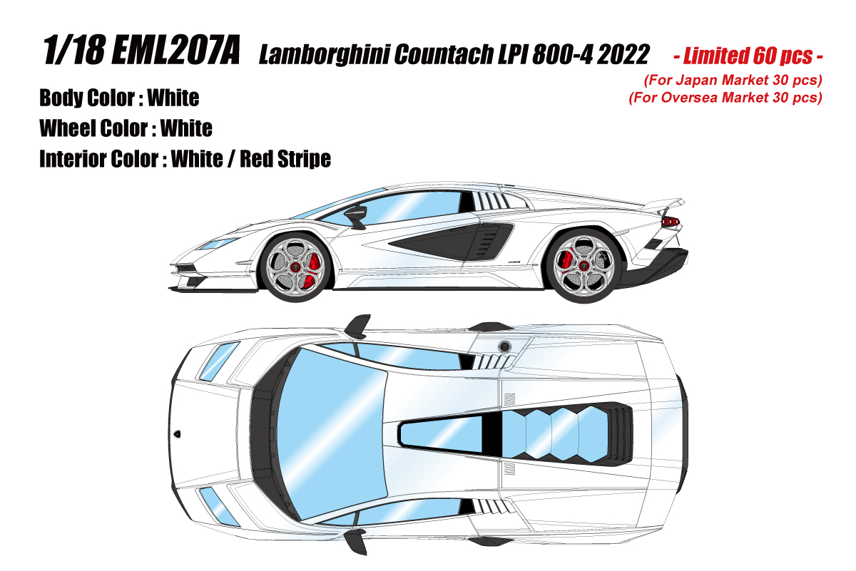 EML207A Make Up Lamborghini Countach LPI 800-4 2022 White 1:18