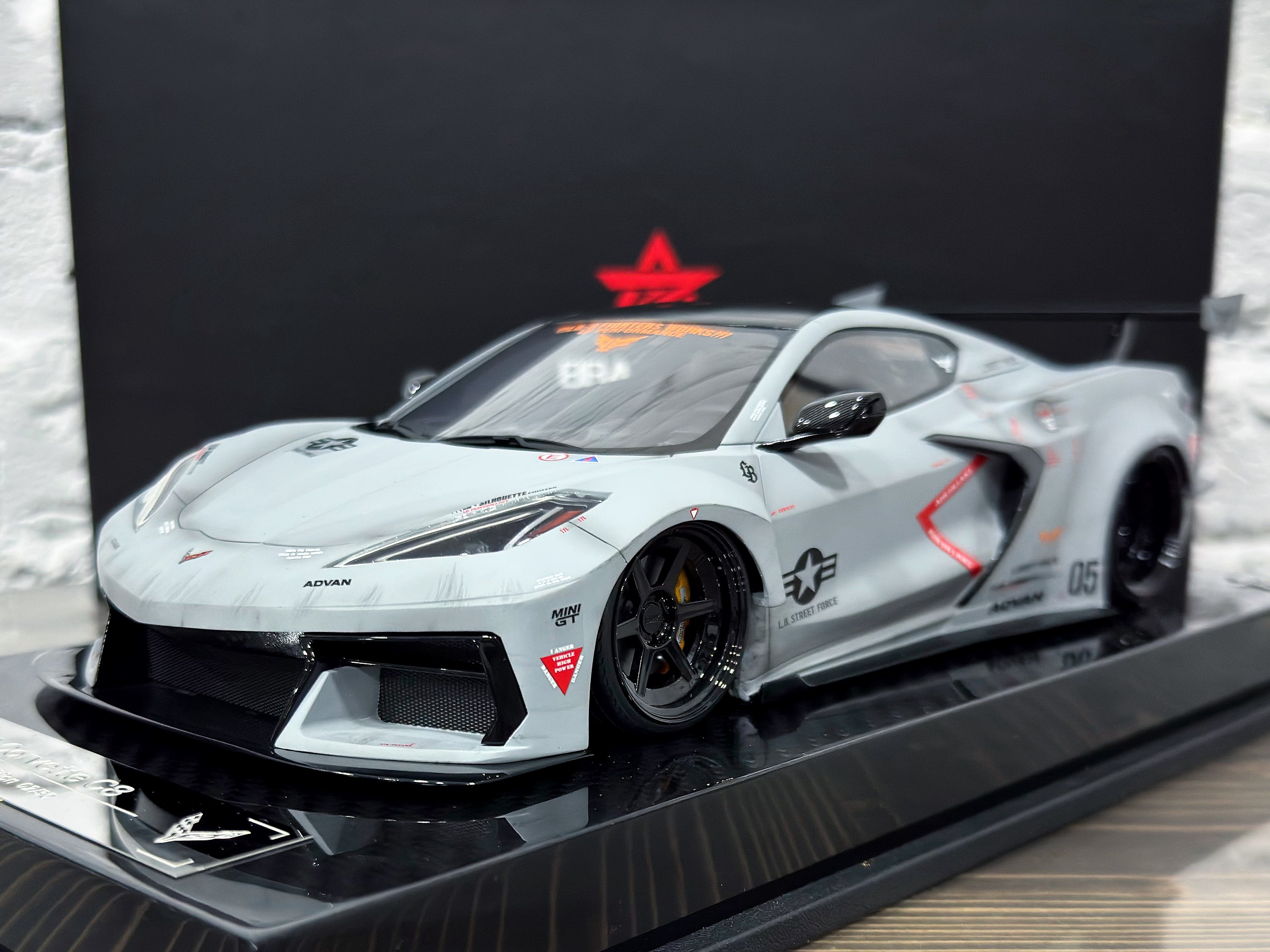 BBA Model LB Works Chevrolet Corvette C8 Fighter Grey 1:18