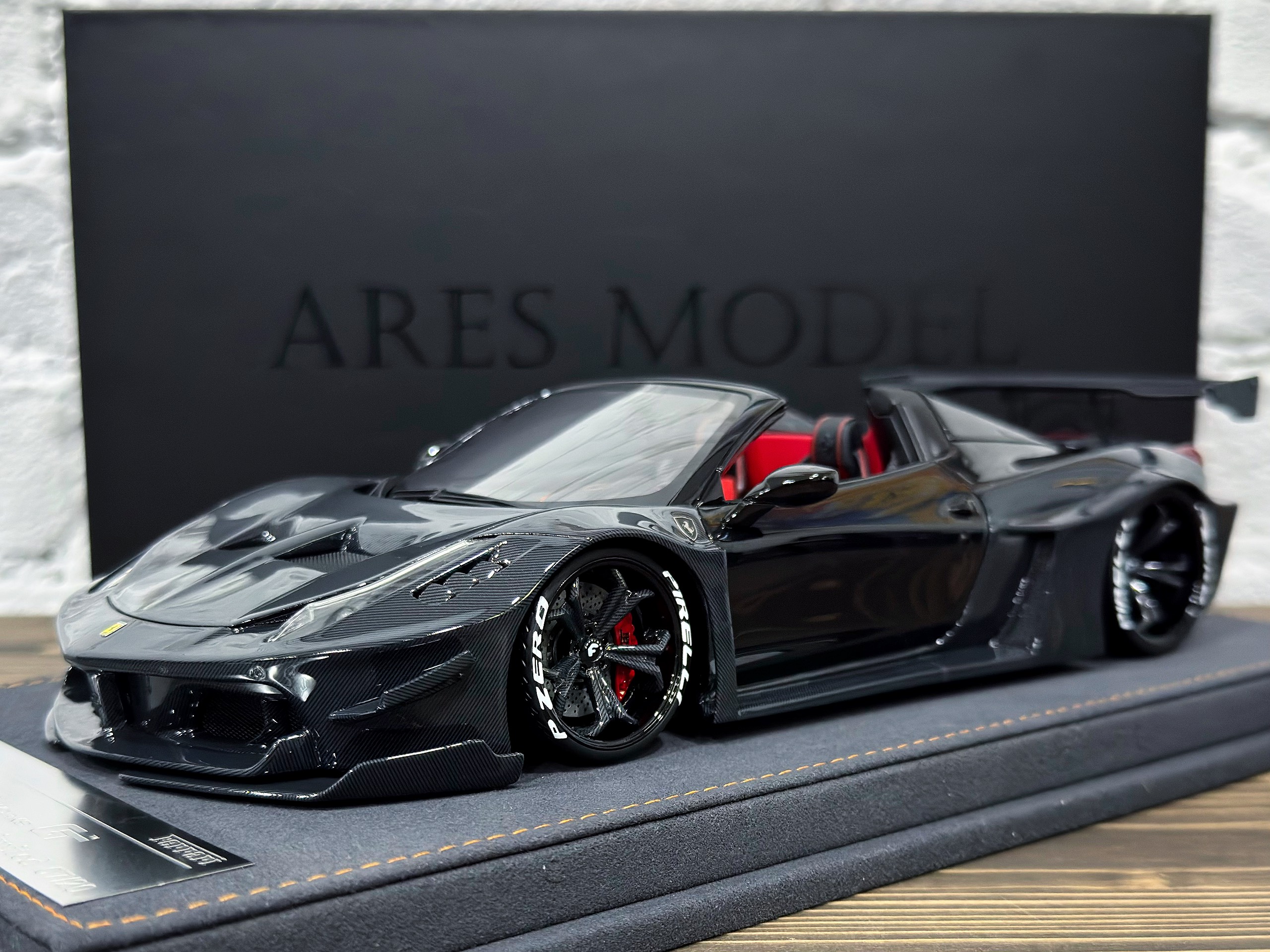 Ares Model Ferrari 458 GT Spider LB Works Carbon/Black 1:18