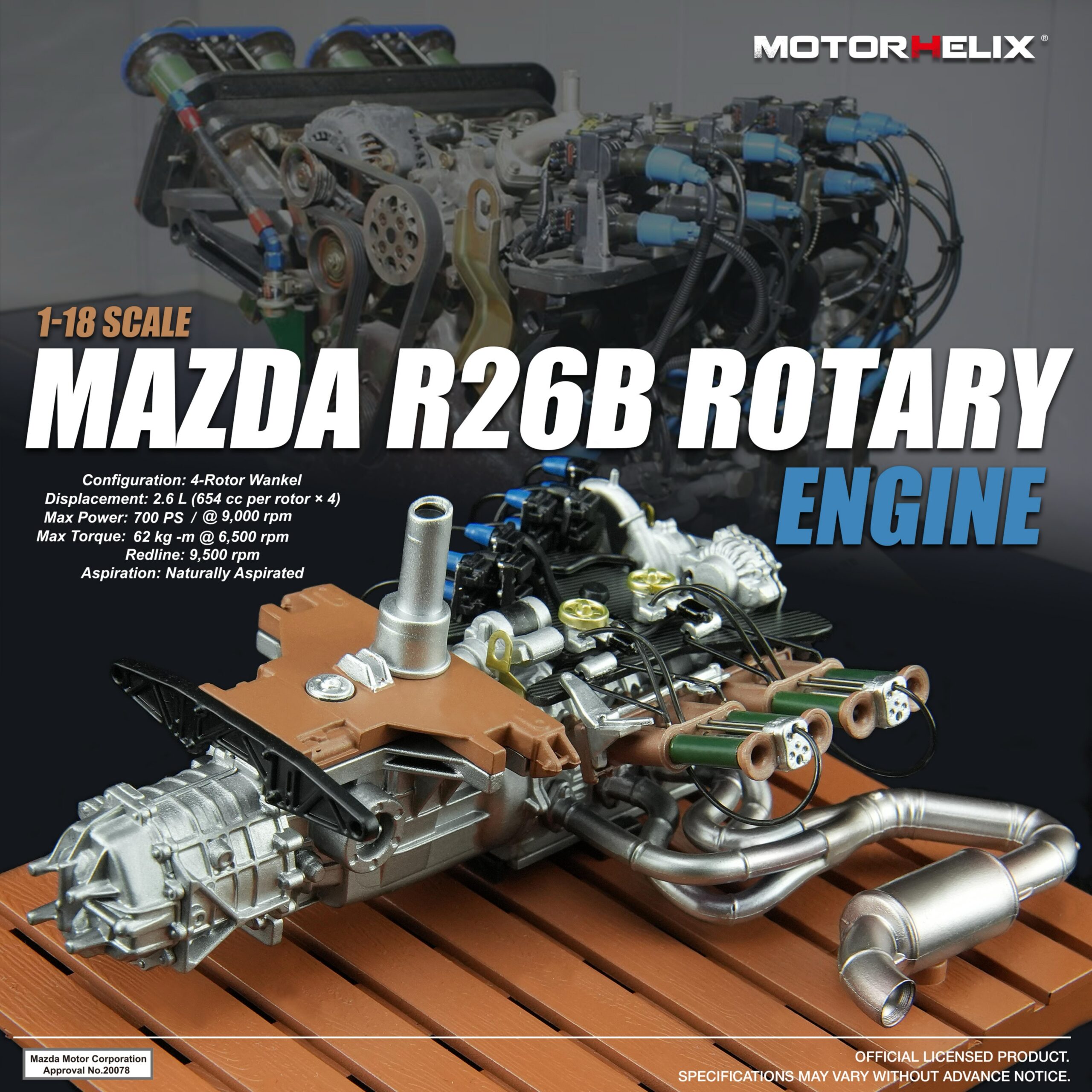 M90123 Motorhelix Mazda R26B Rotary Engine 1:18