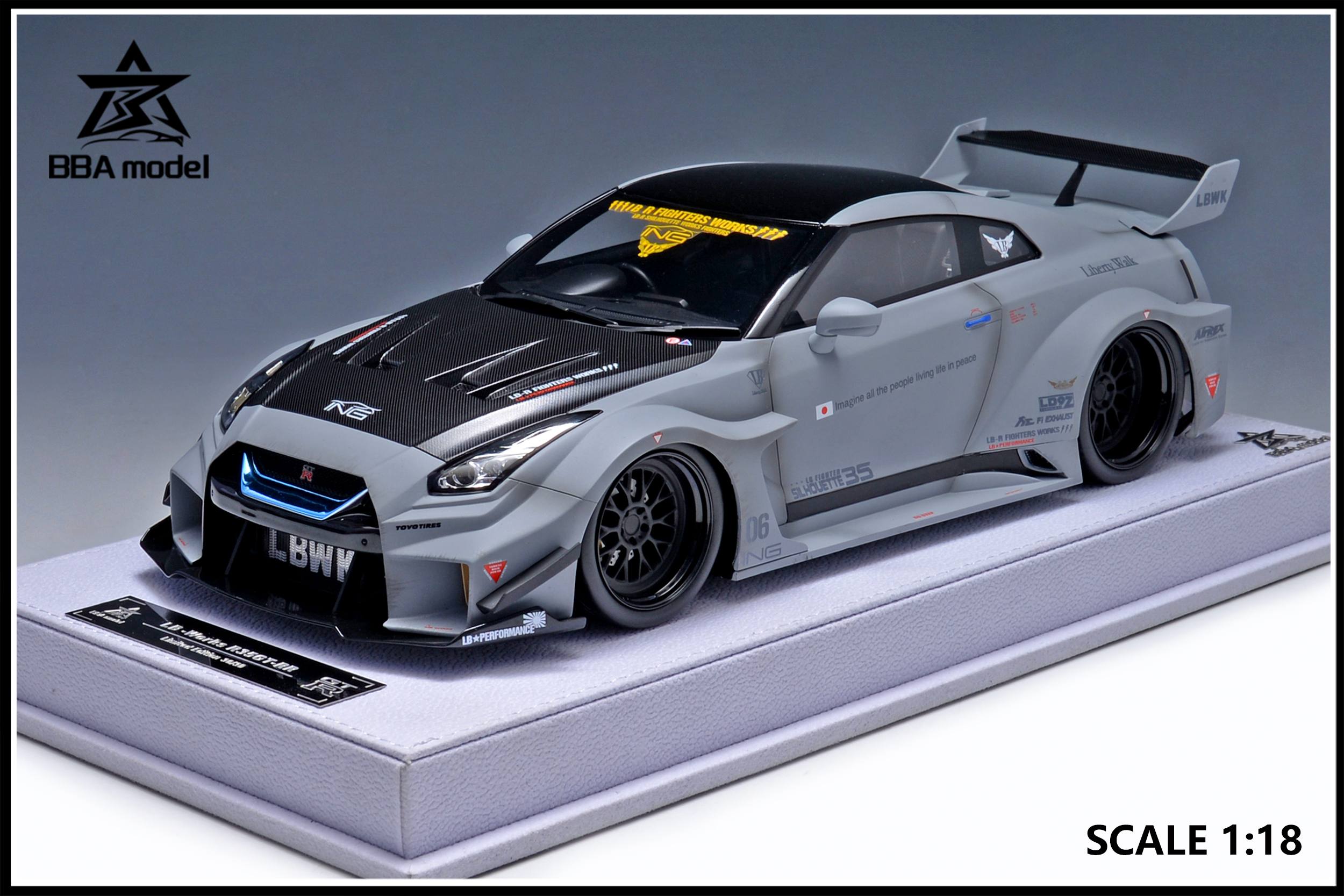 BBA Model LB Works Nissan Skyline GT-R 35RR GTR35 Fighter Gray 1:18