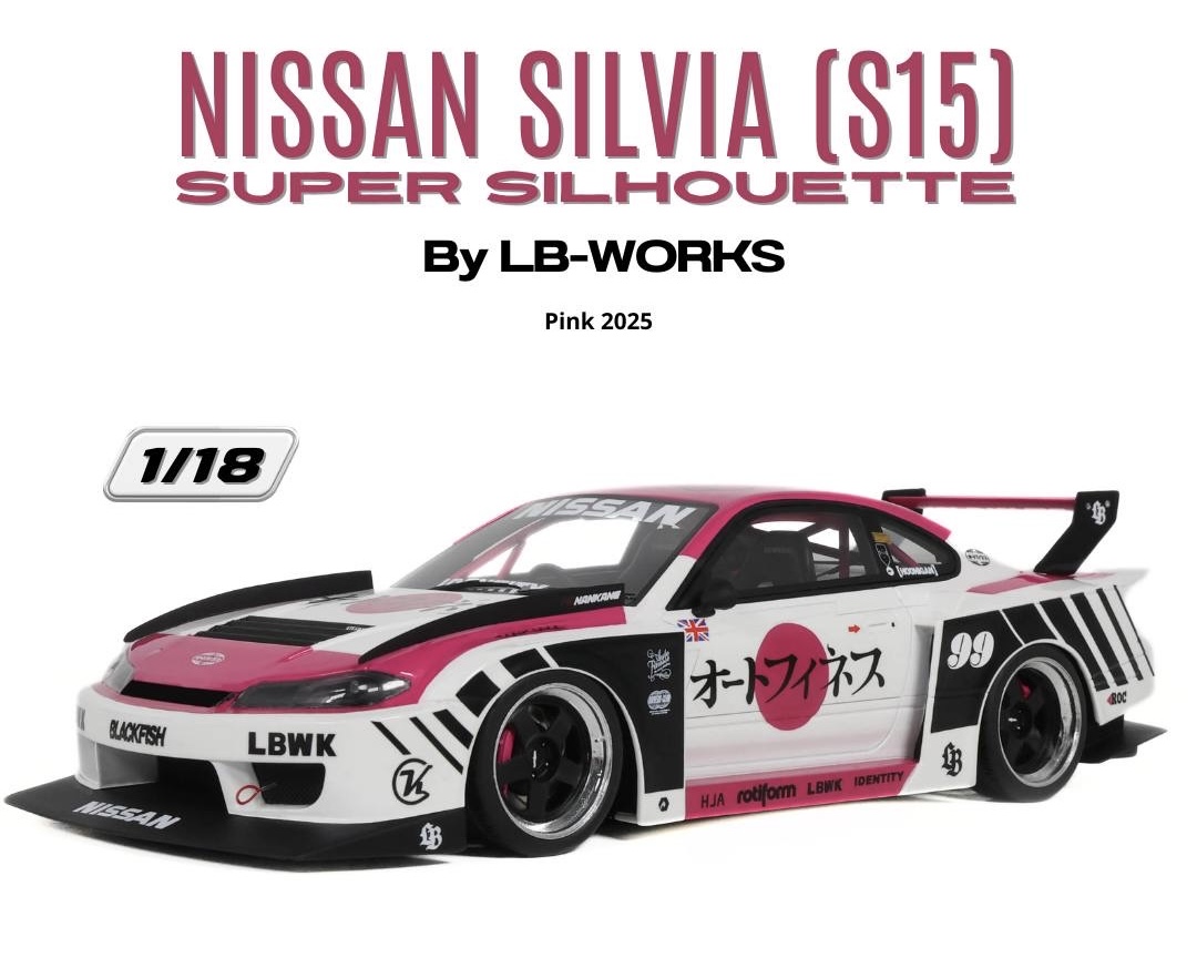 GT1029 GT Spirit Nissan Silvia (S15) Super Silhouette by LB-Works Pink/White 2025 1:18