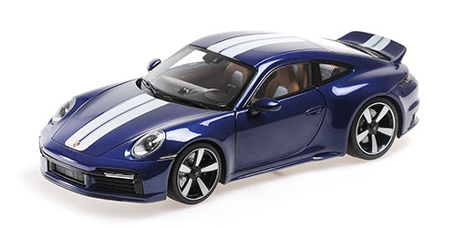 110069202 Minichamps Porsche 911 (992) Sport Classic 2022 Blue Metallic/White Stripe 1:18
