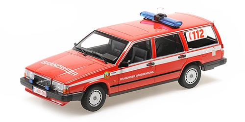 155171795 Minichamps Volvo 740 GL Break 1986 Brandweer Grobbendonk Red 1:18