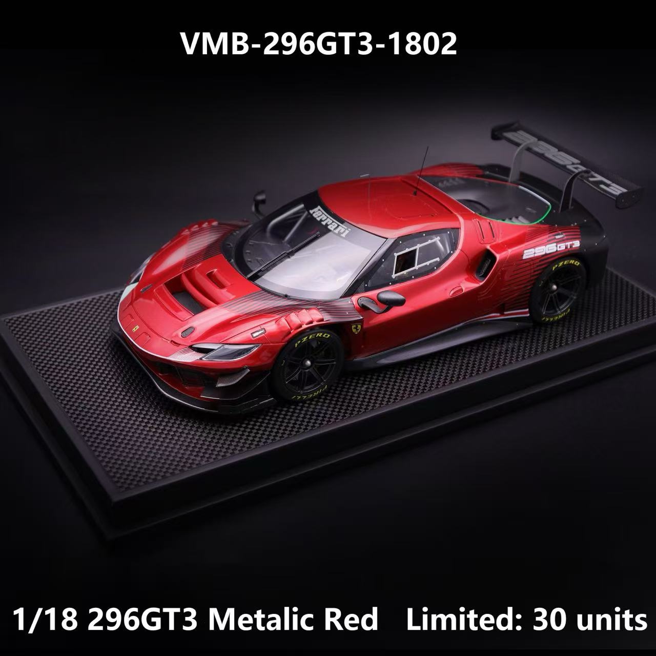 FR1802 VMB Models Ferrari 296 GT3 Metalic Red 1:18