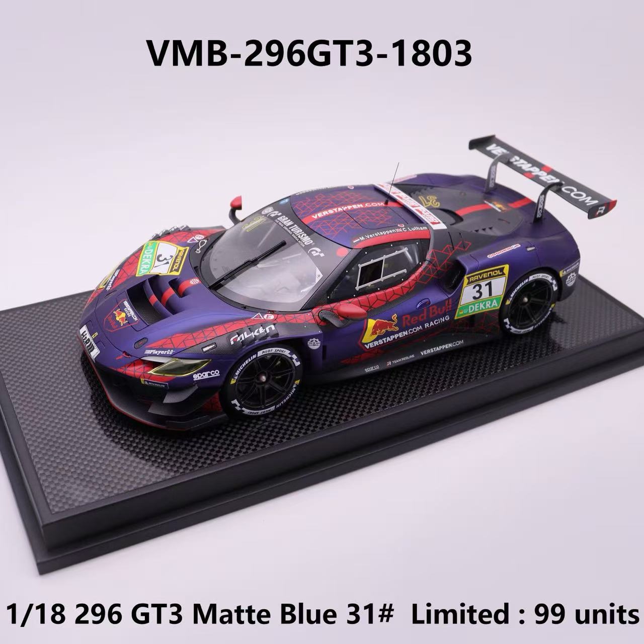 FR1803 VMB Model Ferrari 296 GT3 #31 Matte Blue 1:18