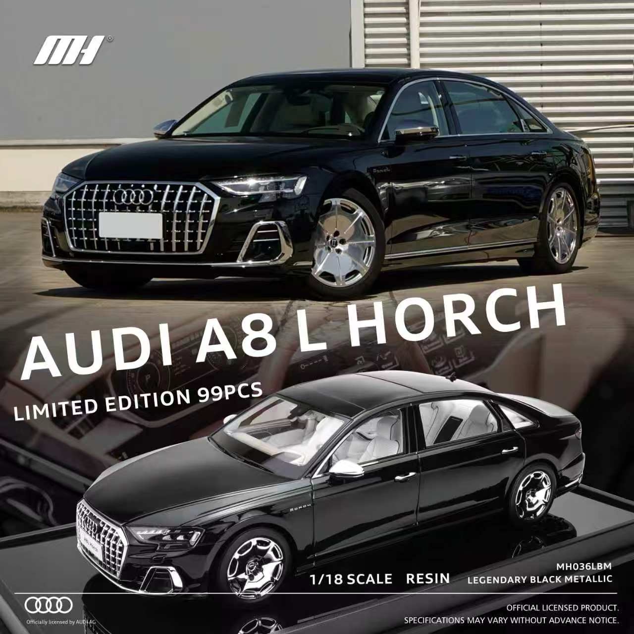 MH036LBM Motorhelix Audi A8 L Horch Legendary Black 1:18