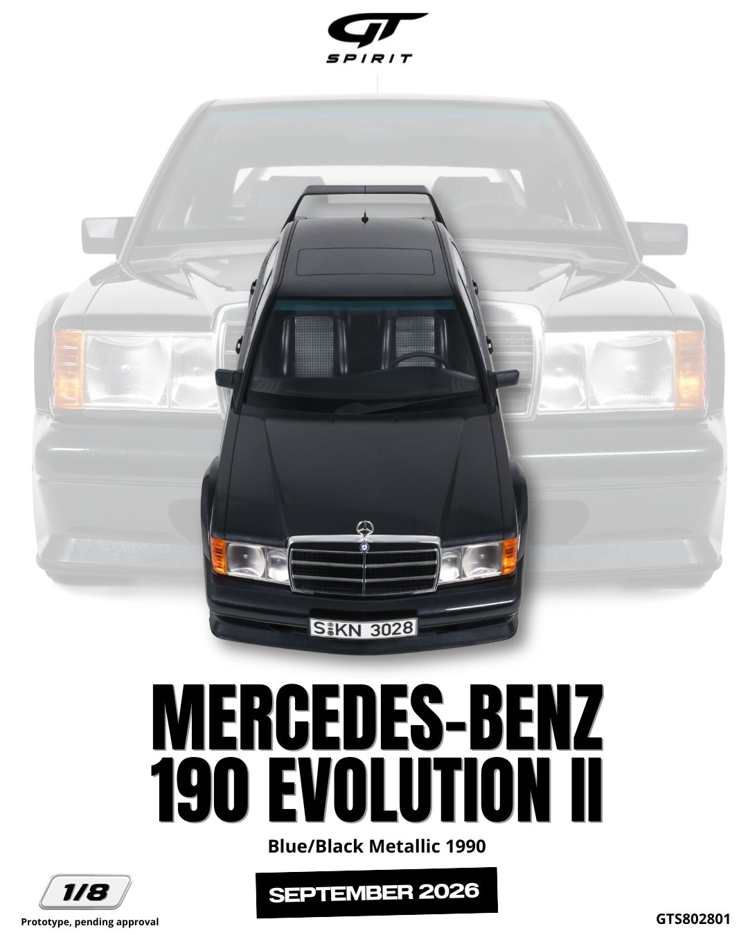 GTS802801 GT Spirit Mercedes-Benz 190 Evolution II Blue/Metallic Black 1:8
