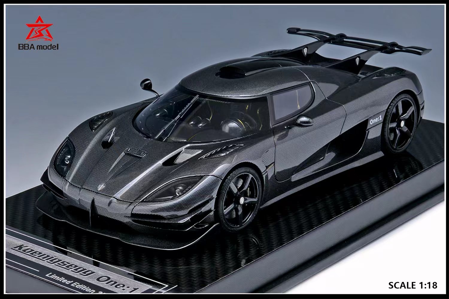 BBA Model Koenigsegg One:1 Carbon Black 1:18