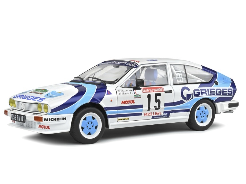 S1802305 Solido Alfa Romeo GTV6 Rallye Des Garrigues 1986 #15 C.Rigillet/M.Bathelot 1:18