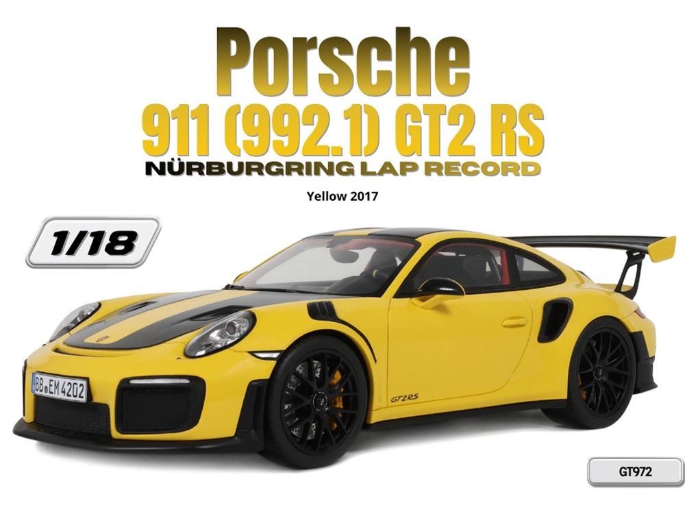 GT972 GT Spirit Porsche 911 (992.1) GT2 RS Nurburgring Lap Record Yellow 1:18
