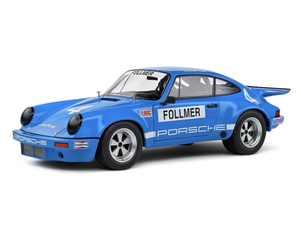 S1810702 Solido Porsche 911 Iroc Iroc Riverside 1974 #4 Follmer 1:18
